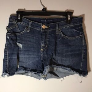 ROCK & REPUBLIC RIPPED HIGH WAISTED JEAN SHORTS